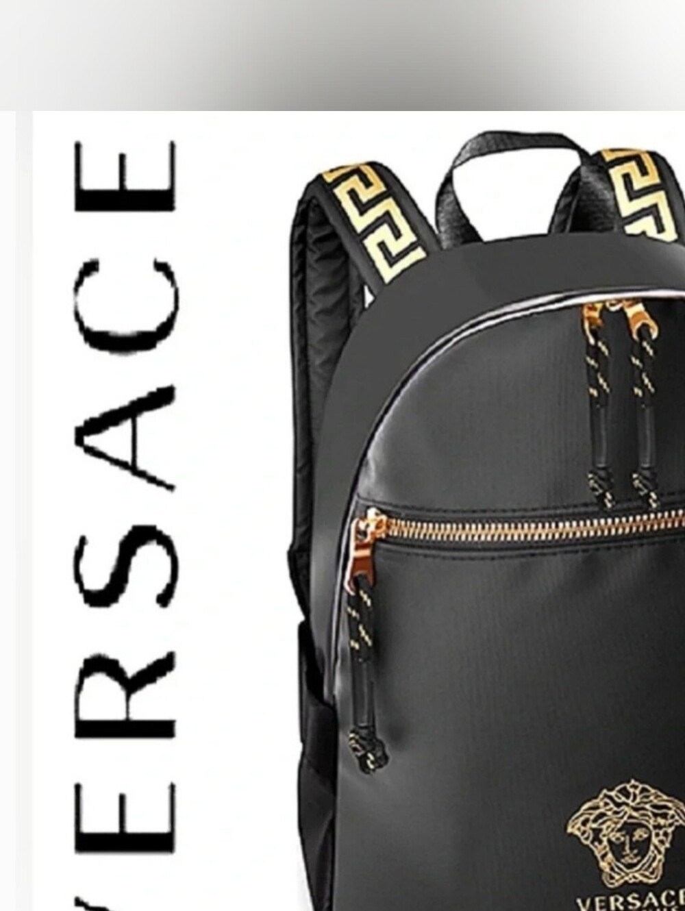 Versace Black Backpack with Gold Trim and Logo - Picture 1 of 8